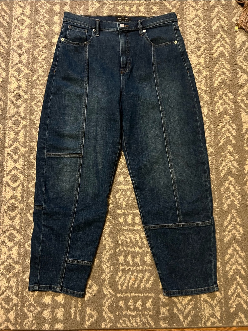 Banana Republic barrel Dark Blue Panel Detail Jeans size 10 (Z124)